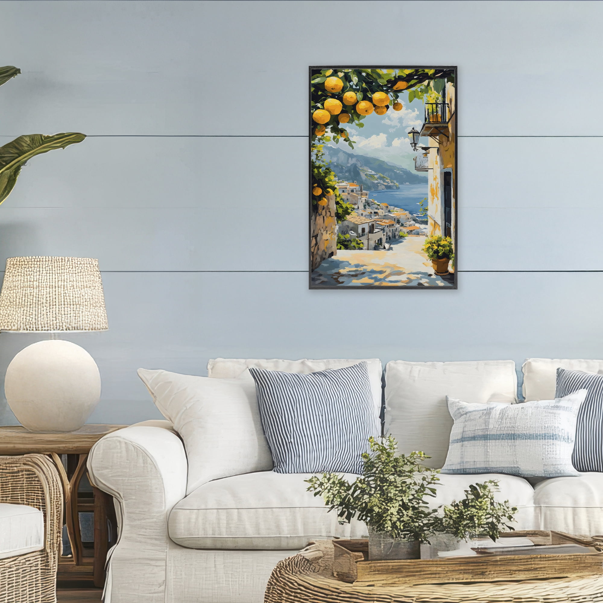 Stupell Industries Lemon Tree Overlooking Coast Black Framed Giclee Art, design by Creative Studio