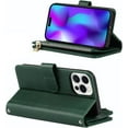 thumbnail image 6 of iPhone 14 Pro Max Phone Wallet Case for Women Men with Credit Card Holder, iPhone 14 Pro Max Crossbody Case with Strap Lanyard, Zipper Pocket PU Leather Cases for Girls,6.7 Inch,Dark Green, 6 of 14