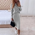 thumbnail image 6 of Fusipu 1 Set Blouse Skirt Five-pointed Star Print High Waist Autumn Winter Bodycon Pencil Skirt Suit for Daily Wear, 6 of 8