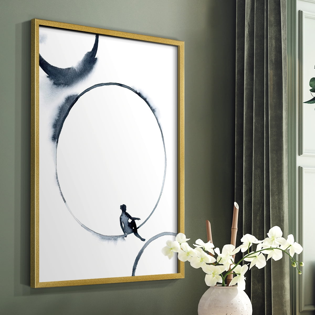 Woman in the Moon I Framed Print - Solid Wood in Single Picture Frame Solid Wood 2 Framed Print