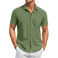 thumbnail image 2 of Kagetolytai Men Shirts Men's Vintage Button Down Bowling Shirts Short Sleeve Summer Beach Shirt Army Green 3X, 2 of 5