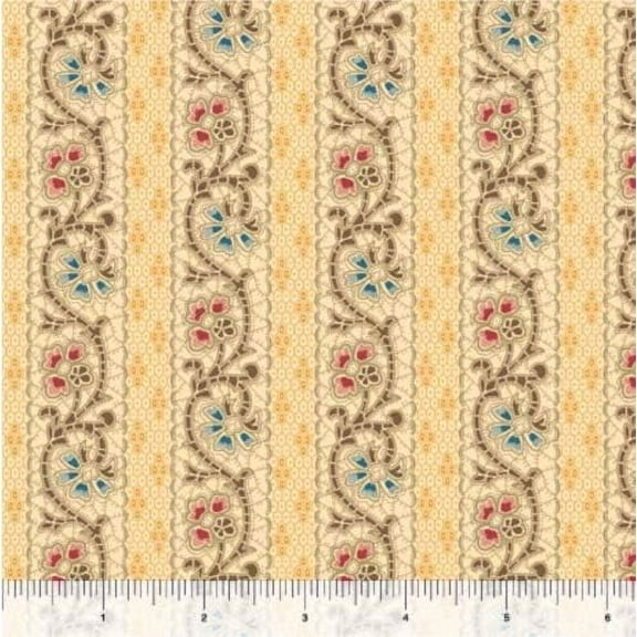 Quilting Treasures Fairfield Decorative Floral Stripes Elegant Gold 100% Cotton Fabric by The Yard…