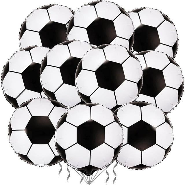 Yanonmyfd 10 Pack 18 Inch Blue Soccer Foil Balloons Football Helium Metallic Mylar Balloons for Birthday Party Sports Theme World Cup Party Decorations