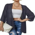 thumbnail image 1 of AMERTEER Veste en Chiffon Transparent pour Femmes Couverture Décontractée Hauts Légers Cardigans de Plage Blouse Châle, 1 of 6