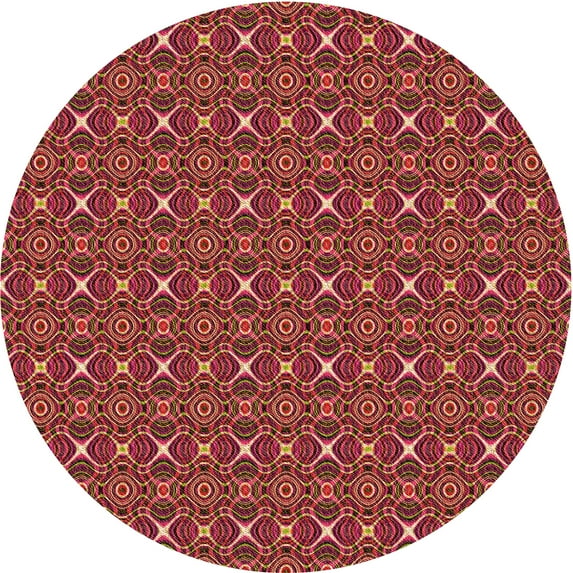 Ahgly Company Indoor Round Patterned Carbon Red Area Rugs, 3' Round
