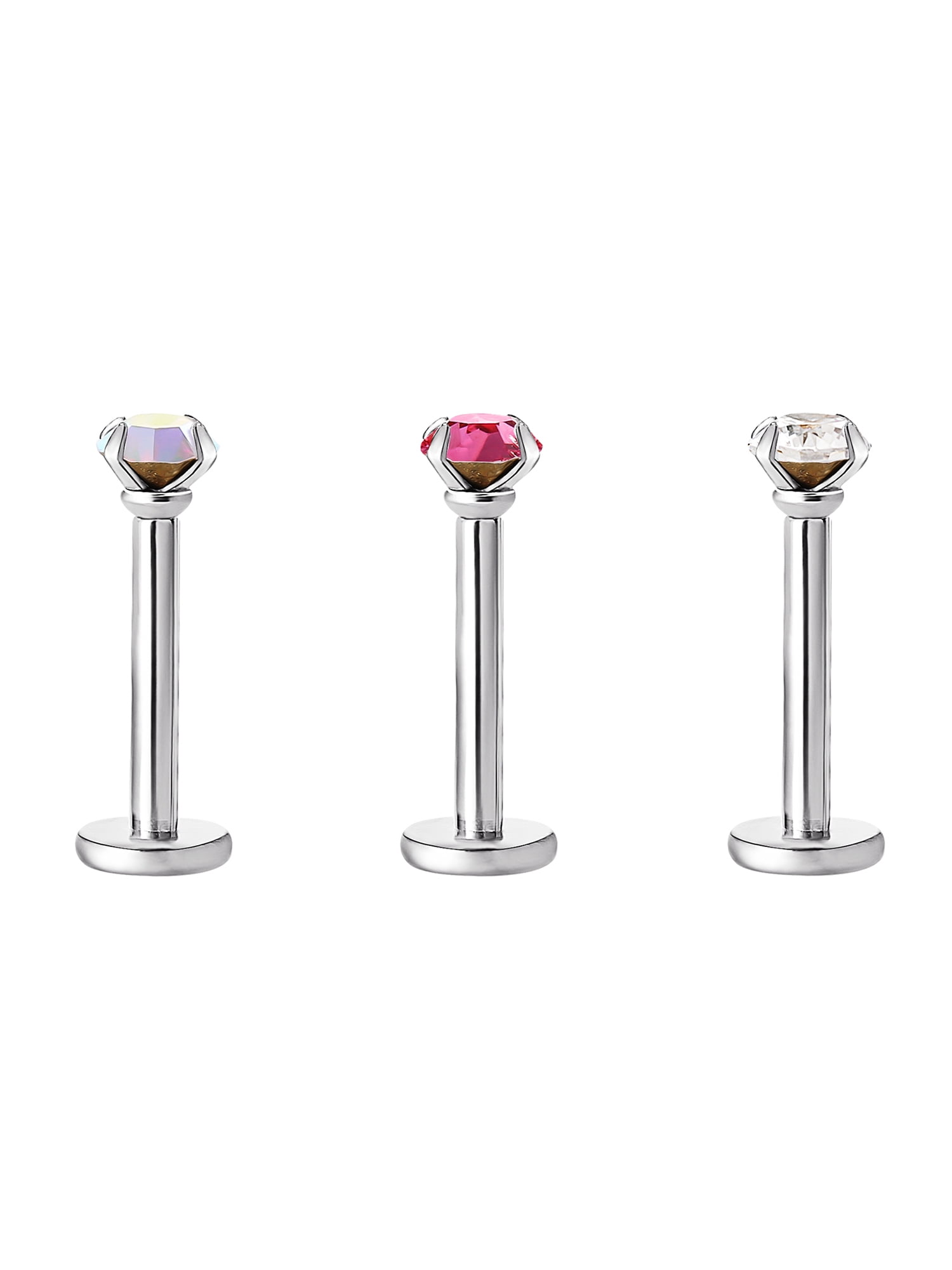 Women's Internally Threaded Prong Set Crystal Monroe Body Jewelry in Stainless Steel