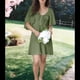 thumbnail image 4 of Vestido Mini Elegante con Escote en V Profundo y Lazo Verde L, 4 of 8