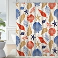 thumbnail image 2 of Starfish and Seashells Shower Curtain , Beach Coastal Nautical Coral Bathroom Fabric Waterproof Curtain ,72x72in, 2 of 6