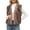 Brown, variant on Women's Faux Fur Sleeveless Vest, Eco-Friendly Plush Waistcoat, Stand Collar Open Front Gilet, Warm Padded Layer, Cropped Fleece Jacket, Casual Layering Piece Brown L