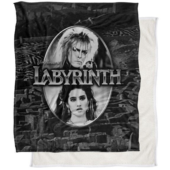 Labyrinth Blanket, 50"x60", Silver Portrait Maze, Silky Touch Sherpa Back Super Soft Throw