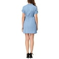 thumbnail image 3 of INSPIRE CHIC Women's Casual Button Front Summer Short Sleeve Dresses M Pale Blue, 3 of 7
