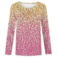 thumbnail image 1 of HNMKIU Hauts pour Filles Manches Longues Chandail à Sequins Imprimé Flash pour Enfants Chemise Ronde Décontractée Printemps Été pour Petites Filles à la Mode, 1 of 4