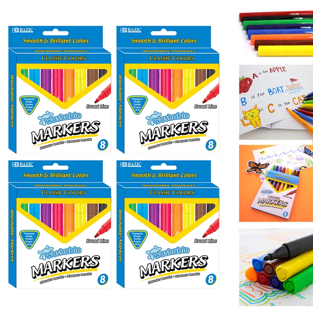 32 PC Jumbo Washable Markers Kids Arts Crafts School Broad Line Marker Colors