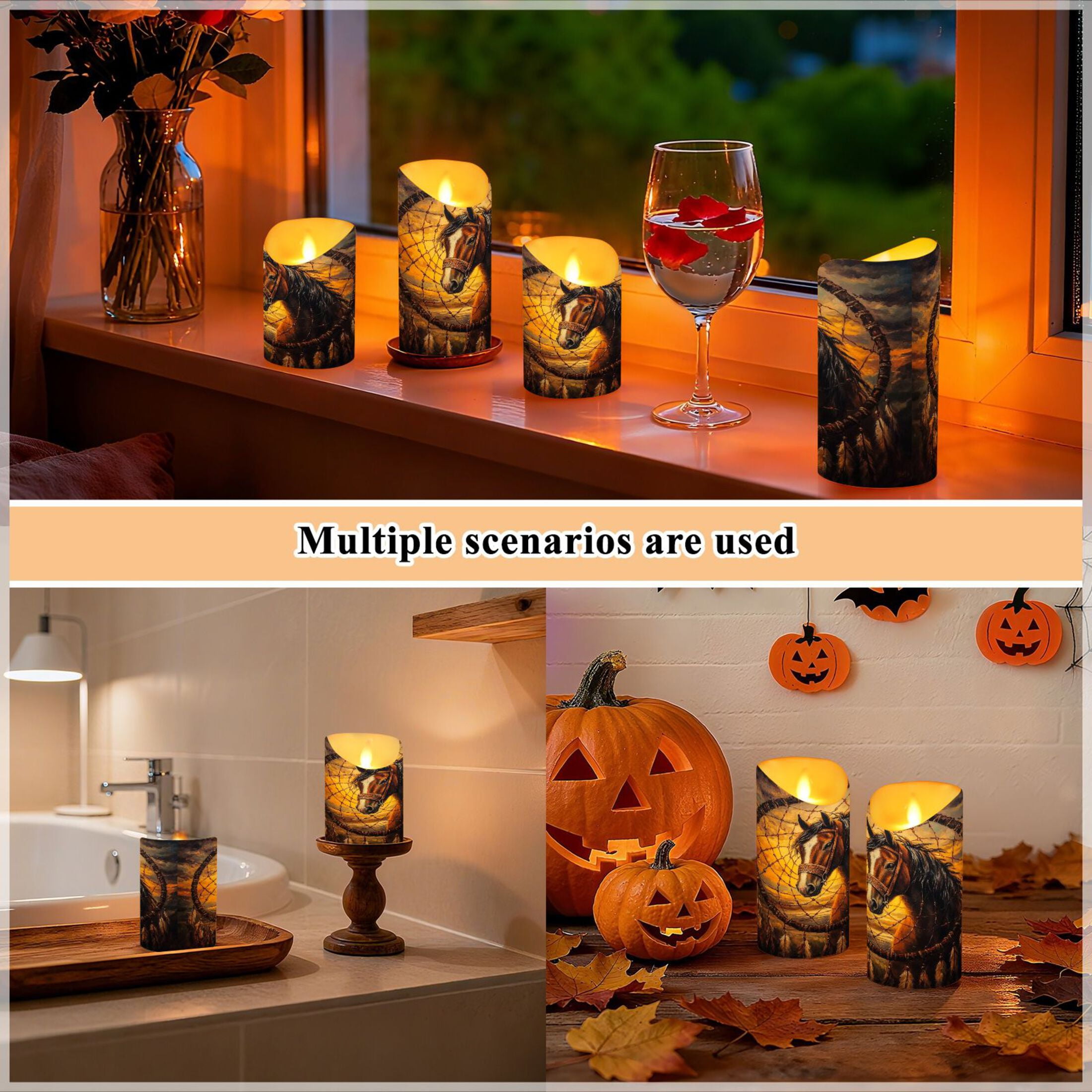Wobogo The Sunset Stallion Flameless Candles with Remote Battery Operated Flickering LED Candles with Timer 2/4/6/8H Medium Size