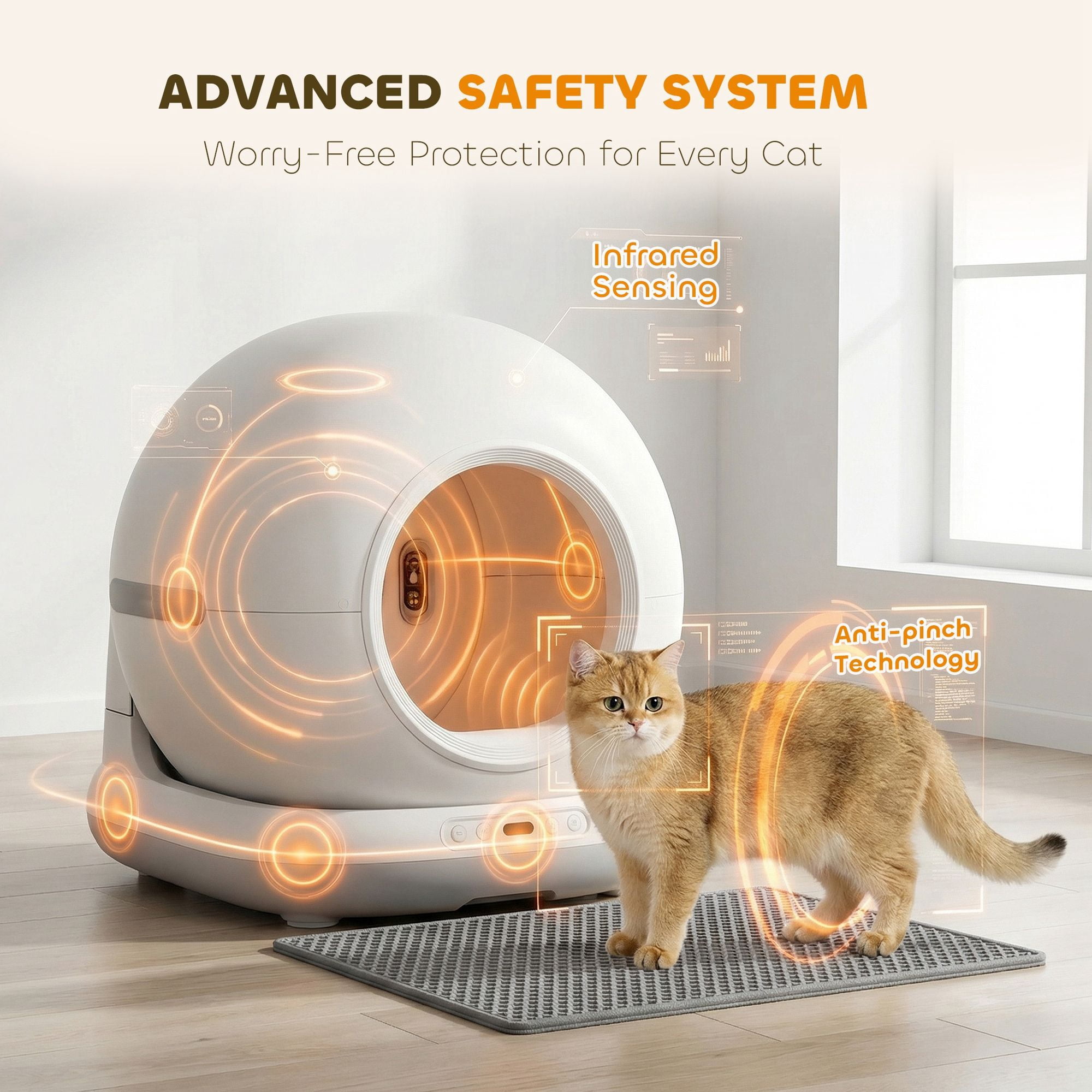 Dranite 72L Auto Litter Box, App, Odor & Noise Control, Sensors, Gel