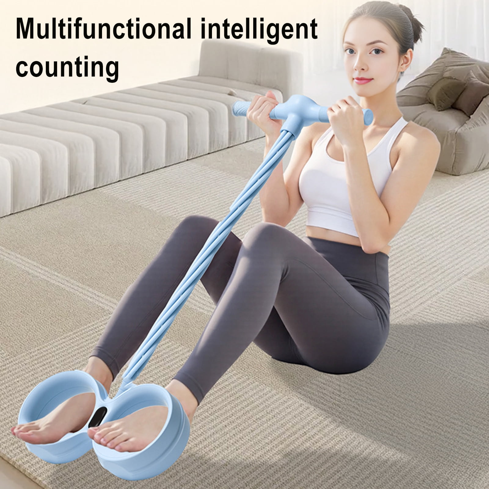 YIFAEUX 6-Tube Pedal Ankle Puller Resistance Band with Counter Handle Elastic Yoga Sit-up Pull Rope Men Women Pedal Tensioner Exerciser Workout Equipment