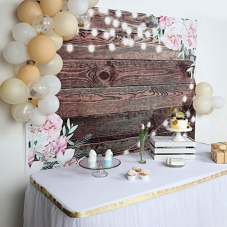 BalsaCircle 5x7 feet Vinyl Photography Background Brown Vintage Wood Printed Party Backdrop Catering