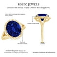 thumbnail image 5 of Rosec Jewels Vintage Inspired Lab Grown Blue Sapphire Ring with Diamond (10X12 mm), 14K Yellow Gold, US 10.50, 5 of 8