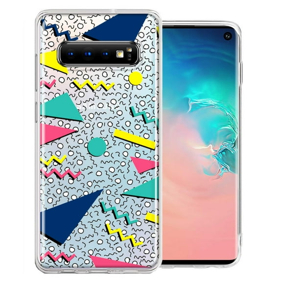 MUNDAZE for Samsung Galaxy S10 Plus 90's Swag Shapes Design Double Layer Phone Case Cover