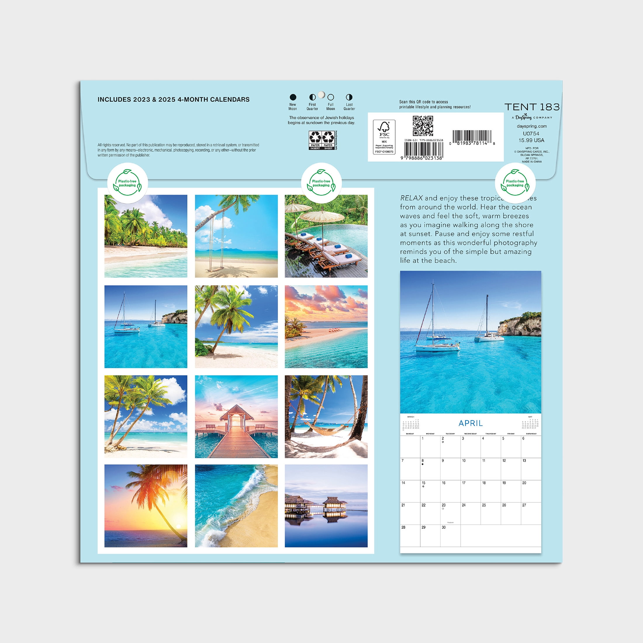 2024-12 Month Cal- Tropical Getaways 12x12 Hanging Wall Calendar by DaySpring