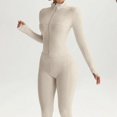 thumbnail image 6 of WULMLEO Casual Fall Outfits for Women Solid Color Full Zip Up Jacket Matching Bell Bottom Pants Set Beige S, 6 of 9