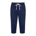 thumbnail image 5 of Yievot Capri Lounge Pants for Women Elastic Waist Drawstring Loose Casual Summer Cropped Trousers with Pockets, 5 of 5