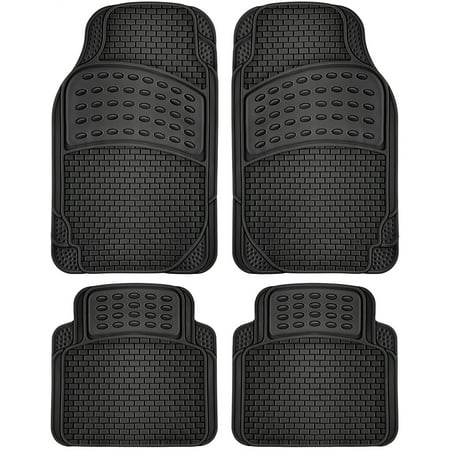 OxGord 4pc Rubber Floor Mats Universal Fit Front Driver Passenger Seat for Car SUV Van and Truck -