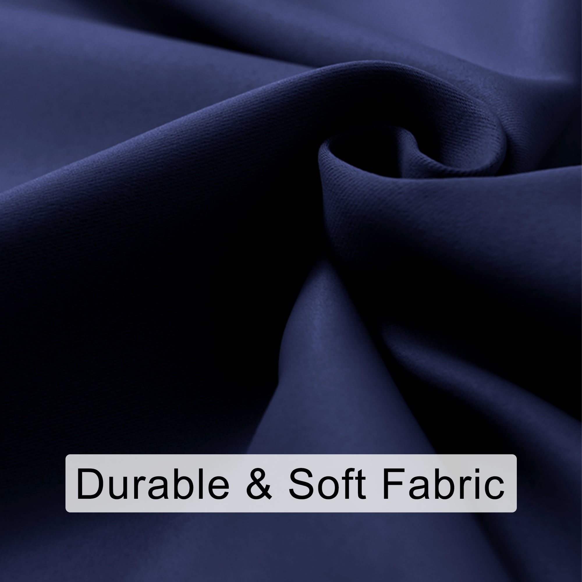 JIUZHEN Blackout Curtains for Bedroom, Thermal Insulated Rod Pocket Room Darkening Curtains for Living Room, Navy Blue, 42 x 63 inch, Set of 2 Drapes