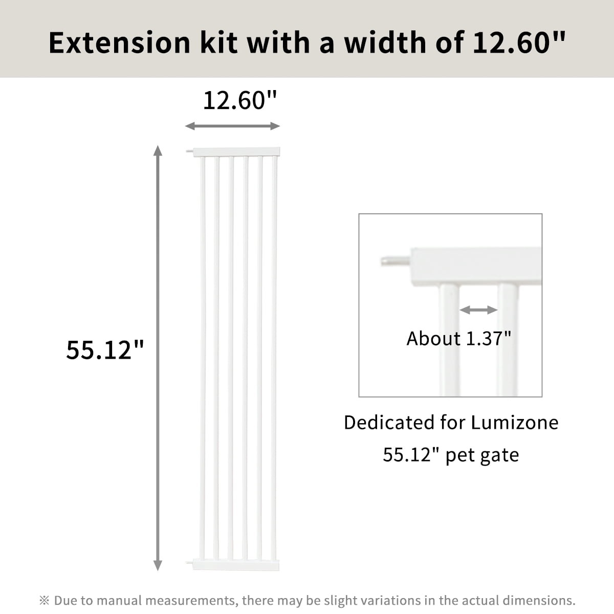Lumizone Extra Tall Cat Gate Extension Kit 55.12" High Pressure Mounted White 12.60" 2025 New Extra Wide 1.37" Gap No Drilling Tall Pet Gate for Dogs
