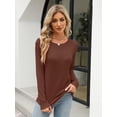 thumbnail image 2 of FUNING  Women's Color Block Tops Casual Long Sleeve Tunic Round Neck Pullover Shirts, 2 of 7