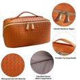thumbnail image 3 of Large Capacity Travel Cosmetic Bag - Nisrada Makeup Bag, PU Leather Waterproof Cosmetic Bag, Women Portable Travel Makeup Bag With Handle and Divider Flat Lay Makeup Organizer Bag, 3 of 8