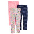 thumbnail image 1 of Leggins Simple Joys de Carter's Girls, paquete de 3 unidades, grises, florales, azul marino y puntos rosados, 2T, 1 of 1