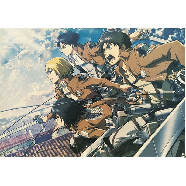 Póster decorativo de pared con dibujos animados retro de Attacks On Titans