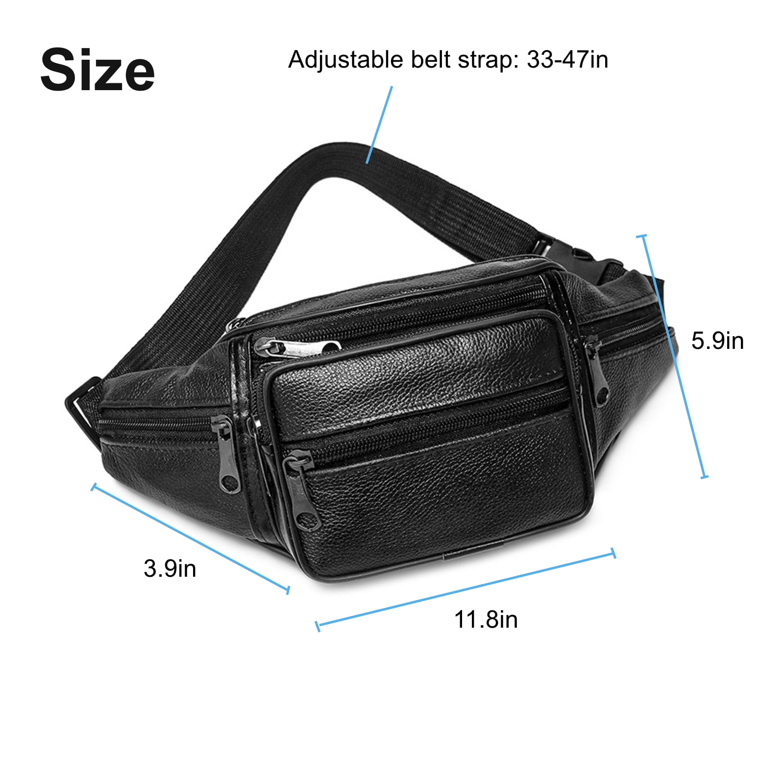 Small Fanny Pack, EEEkit Waterproof Waist Bag with Adjustable Strap for Women and Men, Black Belt Bag, Adult Unisex