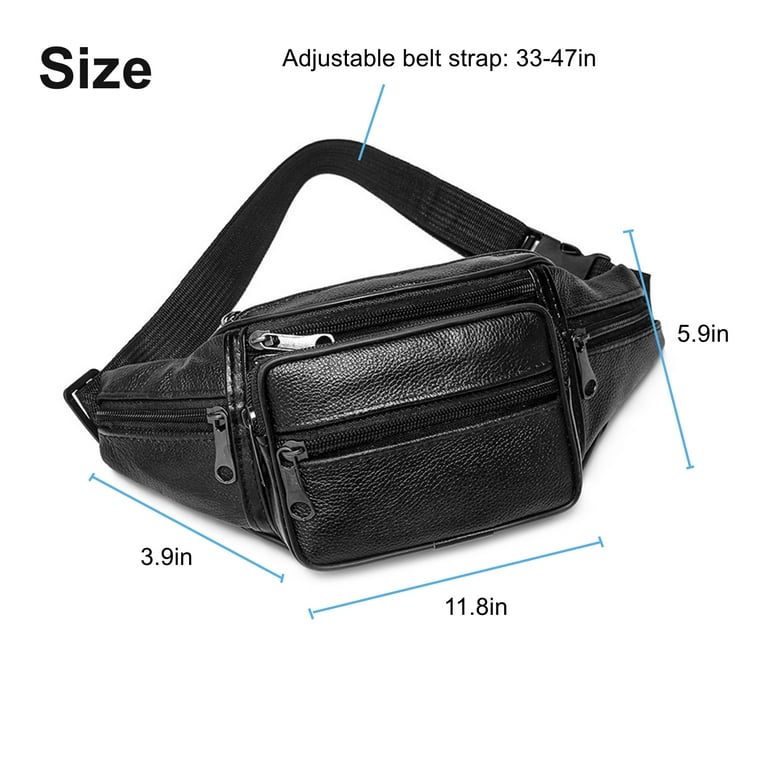 Fanny Packs for Women & Men Unisex Waist Bag Pack with Headphone Jack and Zipper Adjustable Strap Black Fanny Pack for Outdoors & Gym
