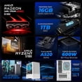 thumbnail image 3 of PC Gamer Xtreme PC Gaming AMD Radeon RX 9060 Ryzen 7 5700X 16GB SSD 1TB Sistema Liquido WIFI BT White gaming 1080p, estudios y multitarea, 3 of 6