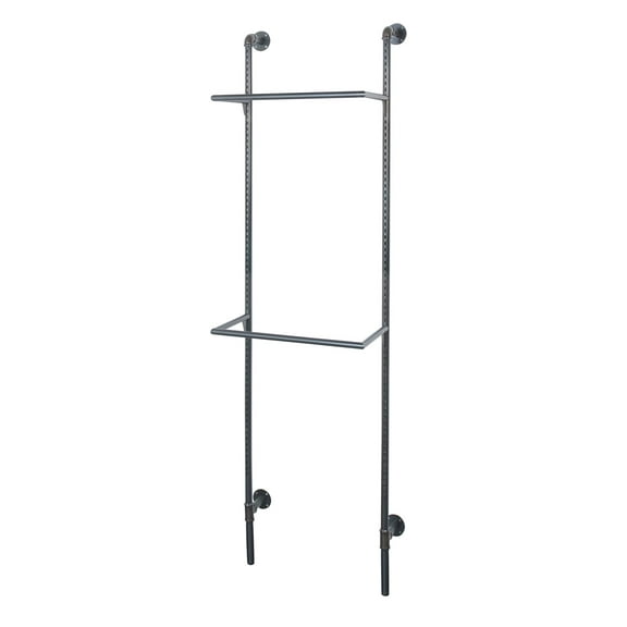 SSWBasics Boutique Pipe Outrigger System Kit 2 - Industrial Pipe Clothing Rack Kit 2 - Wall