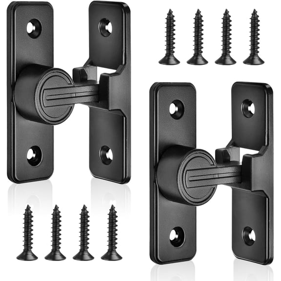 2 Set 90 Degree Barn Door Latch, Heavy Duty Sliding Door Latch, Matte Black Gate Latches Security Slide Locks for Outdoor, Farm, Garden, Bathroom,