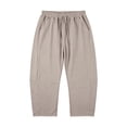 thumbnail image 5 of XIAONU Solid Cropped Wide Leg Pants for Women Drawstring Waist Side Pockets Loose Trousers, 5 of 7