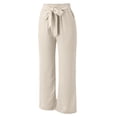 thumbnail image 4 of Baqcunre Women's Wide Leg Pants Lightweiht Adjustable Waist Bow Tie Loose Comfortable Casual Trousers with Pocket,Size L,Wide Leg Pants Woman,Palazzo Pants for Women,Y2K Pants,Women's Pants,,Beige, 4 of 6