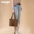 thumbnail image 2 of Wrangler Weatern Tote Bag for Women Medium Sized Aztec Handbags with Crossbody Strap, Tooled-Brown, 2 of 6
