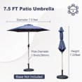 thumbnail image 2 of TOTAL 7.5FT Patio Umbrella Outdoor Market Umbrella with Silver Aluminum Pole, UV Resistant Canopy, Wind Vent, Tilt & Crank System, Perfect for Patio, Garden, Deck, Pool, Outdoor Dining, Navy Blue, 2 of 7