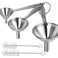 thumbnail image 1 of 3 embudos pequeños de acero inoxidable de metal para aceites esenciales líquidos, 2 cepillos de limpieza, embudo de cocina para llenar botellas, juego de embudo de mango largo,, 1 of 5