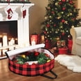 thumbnail image 2 of 24" Wreath Storage Container with Handles, WeGuard Christmas Wreath Storage Bag, Garland Storage Bag Holiday Decoration Organizer - Buffalo Plaid Black/Red, 2 of 5
