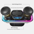 thumbnail image 2 of DOSS Grey Wireless Bluetooth Speaker, 15Hrs Long Playtime, 24W Impressive Sound with Booming Bass, IPX6 Waterproof, Wireless Stereo Pairing, Mixed Colors Lights, 66 FT Connectivity, 2 of 7