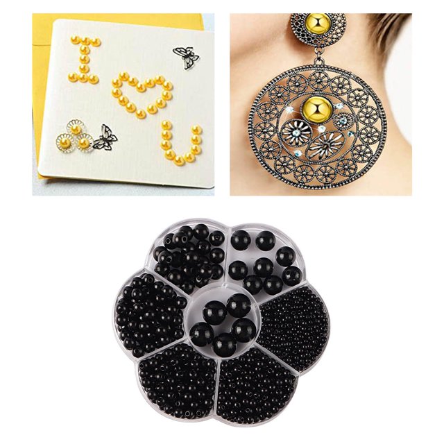 1150 piezas de , espaciadoras sueltas para arte de uñas, joyería, pulseras, relleno de jarrón , negro Macarena Cuentas de perlas