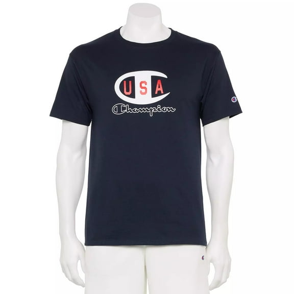 Men's Champion USA Iconic Graphic Tee Medium Navy