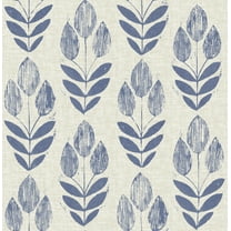Nuwallpaper Blue Folk Tulip Peel & Stick Wallpaper