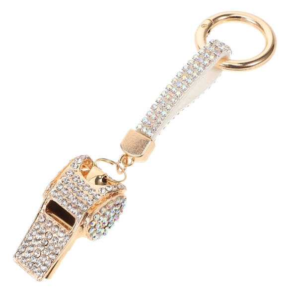 Rhinestone Inlaid Whistle Keychain Whistle Pendant Keychain Key Ring Keychain