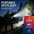 thumbnail image 5 of EZBY 150000 Lumens Rechargeable Flashlight, High Powered LED Handheld Spotlight,12800mAh Rechargeable Battery,USB Output Power Bank, Aluminum Alloy Body for Camping Outdoor Emergency Work, 5 of 9